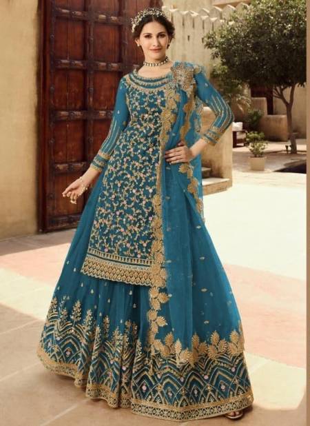 Blue Colour Glossy Simar Amyra Shaivi New Latest Designer Soft Net Salwar Suit Collection 15030 E